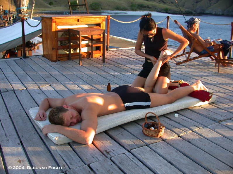 Massage on the Indonesian liveaboards top deck